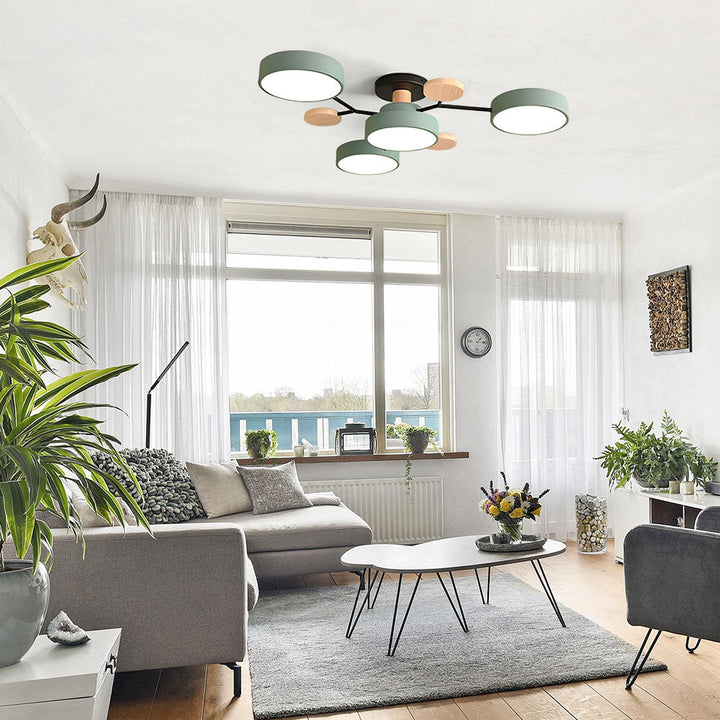 Nutida Rund Järn LED Semi-Flush Kandelaber