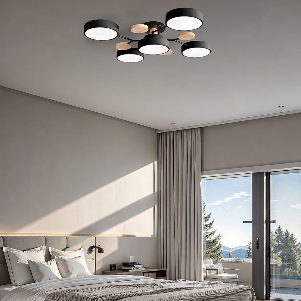 Nutida Rund Järn LED Semi-Flush Kandelaber