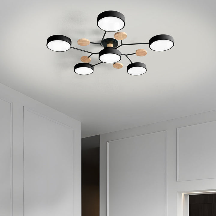 Nutida Rund Järn LED Semi-Flush Kandelaber