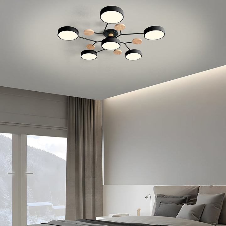 Nutida Rund Järn LED Semi-Flush Kandelaber