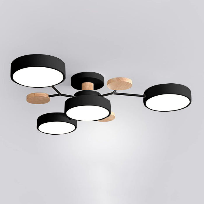 Nutida Rund Järn LED Semi-Flush Kandelaber