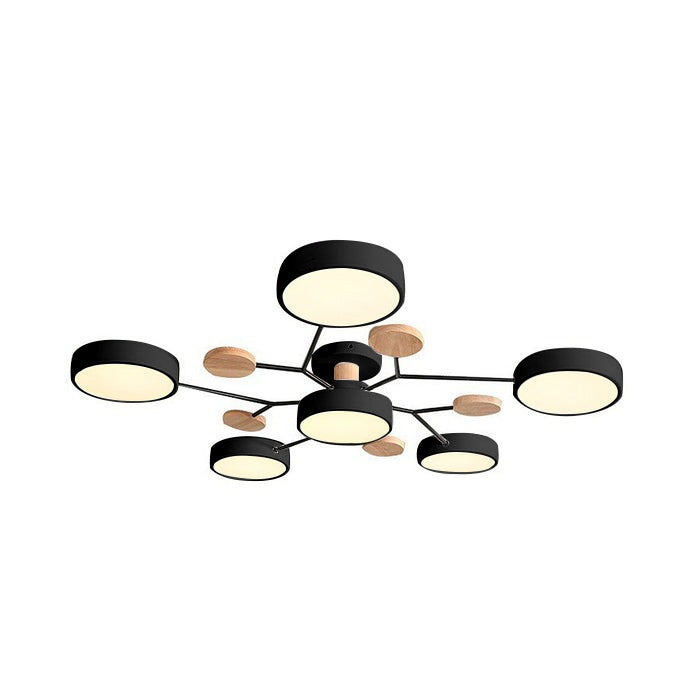 Nutida Rund Järn LED Semi-Flush Kandelaber