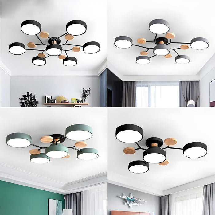 Nutida Rund Järn LED Semi-Flush Kandelaber