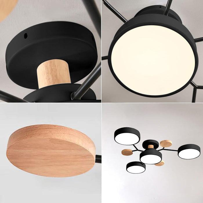 Nutida Rund Järn LED Semi-Flush Kandelaber