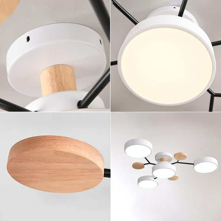 Nutida Rund Järn LED Semi-Flush Kandelaber