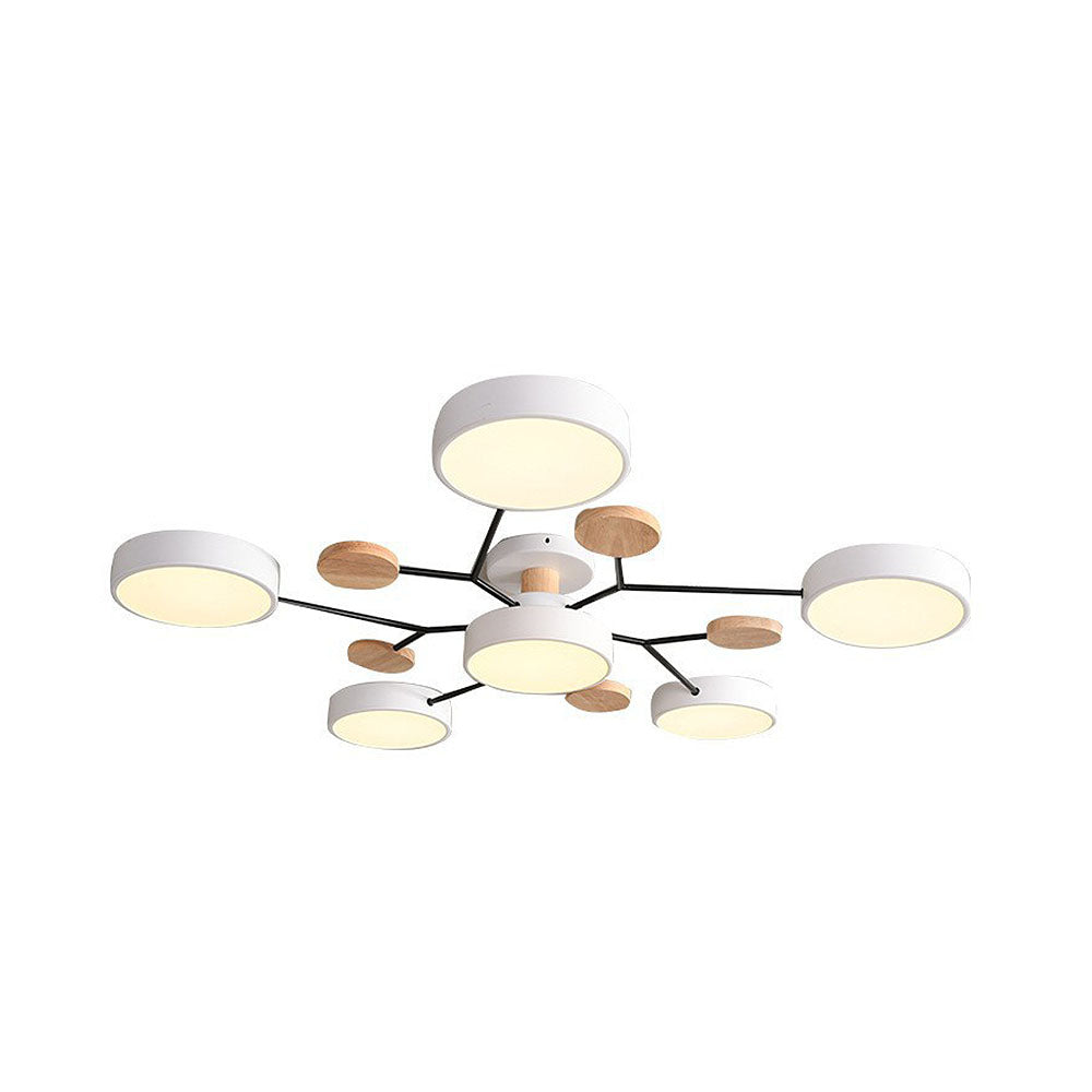 Nutida Rund Järn LED Semi-Flush Kandelaber