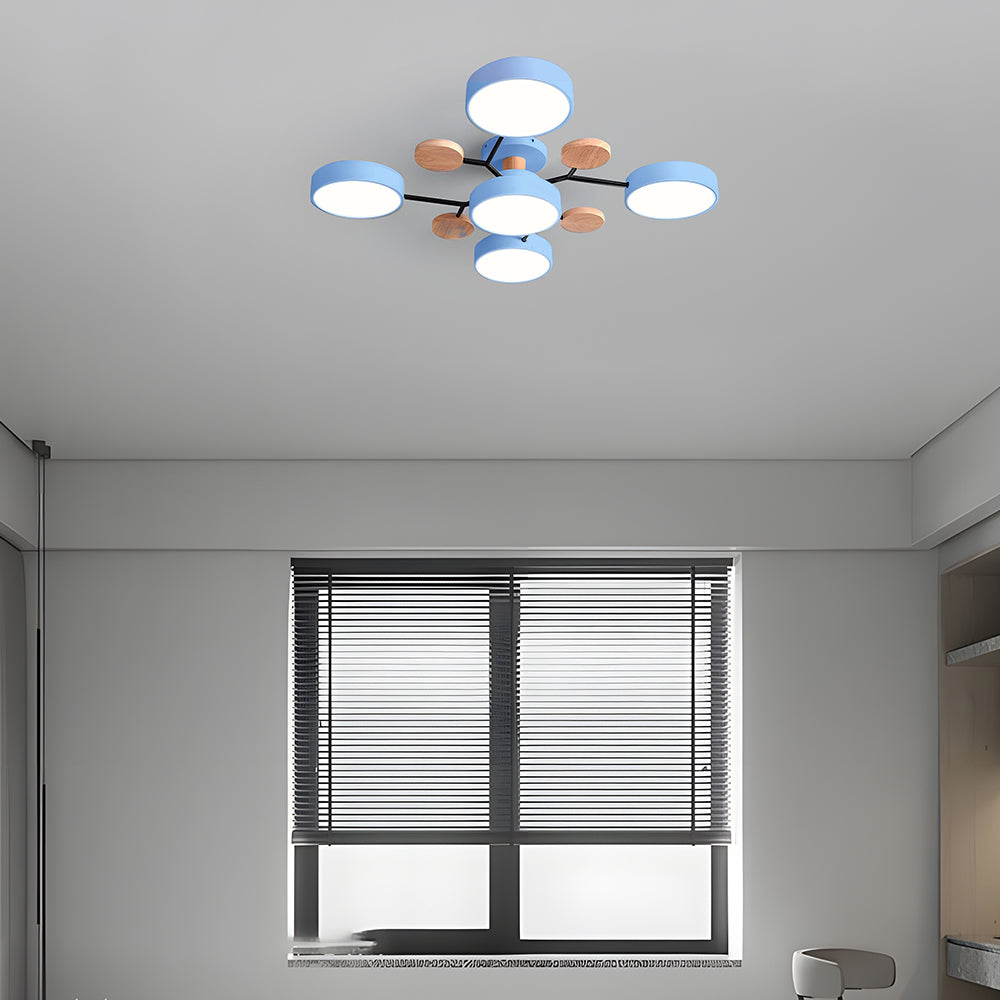 Nutida Rund Järn LED Semi-Flush Kandelaber