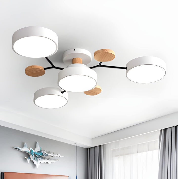 Nutida Rund Järn LED Semi-Flush Kandelaber