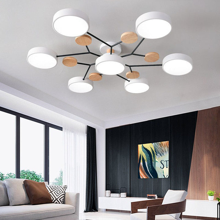 Nutida Rund Järn LED Semi-Flush Kandelaber
