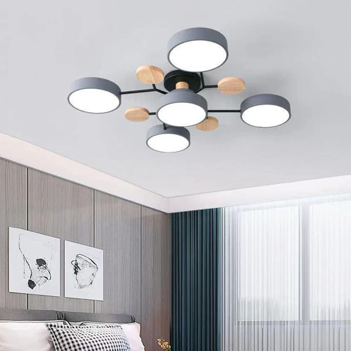 Nutida Rund Järn LED Semi-Flush Kandelaber