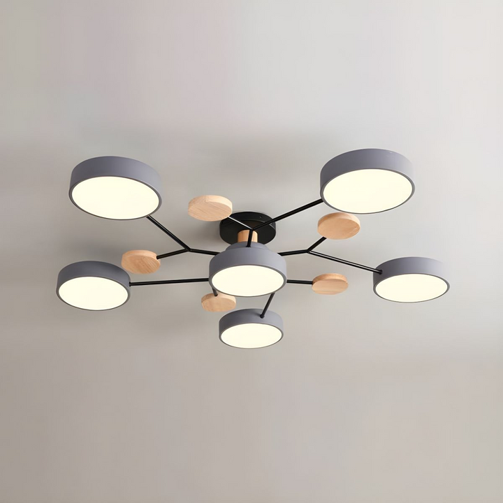 Nutida Rund Järn LED Semi-Flush Kandelaber