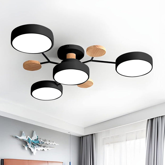 Nutida Rund Järn LED Semi-Flush Kandelaber