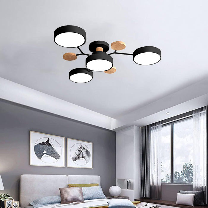 Nutida Rund Järn LED Semi-Flush Kandelaber