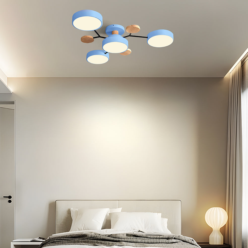 Nutida Rund Järn LED Semi-Flush Kandelaber