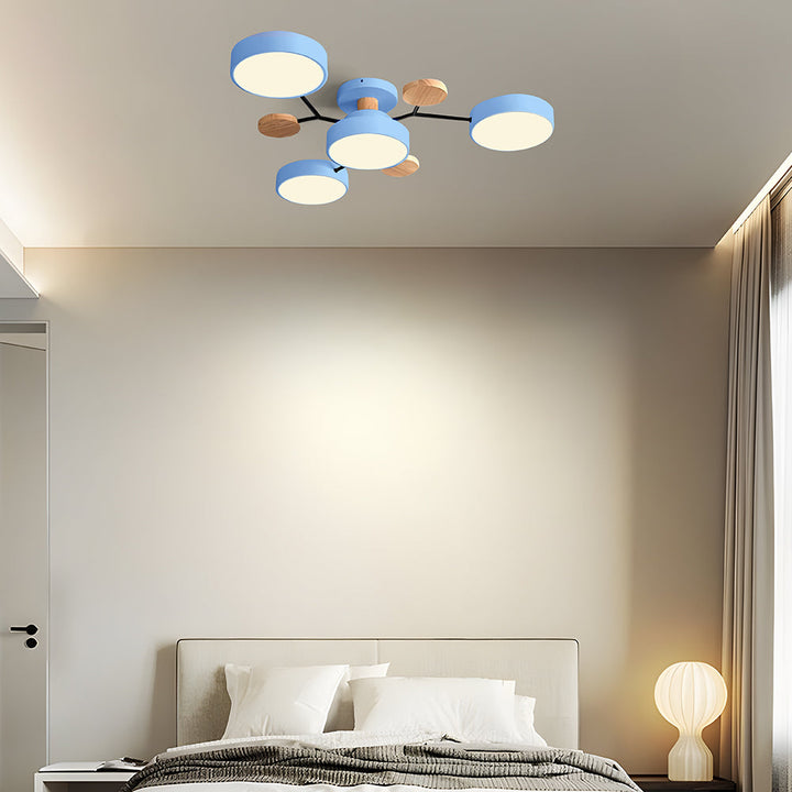 Nutida Rund Järn LED Semi-Flush Kandelaber