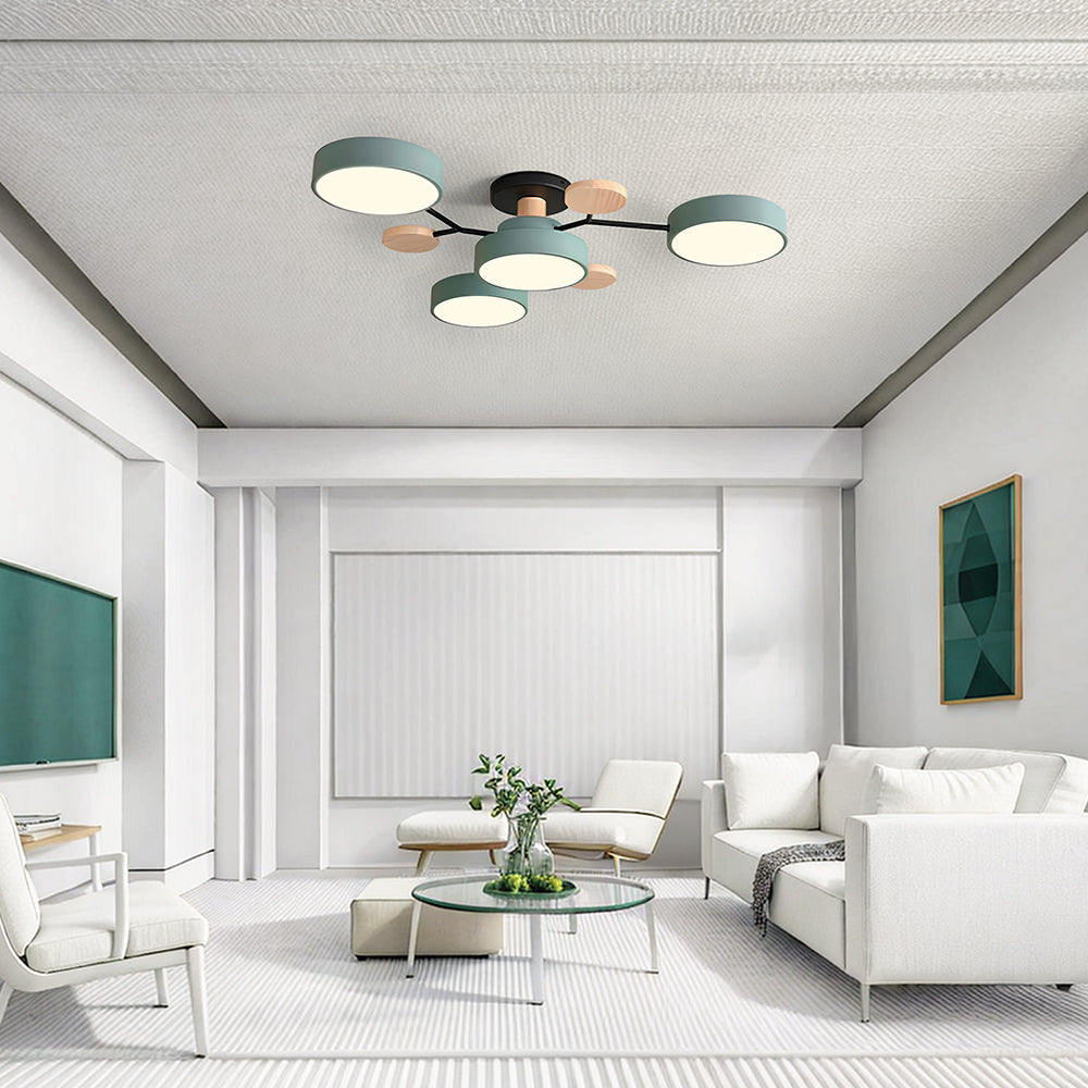 Nutida Rund Järn LED Semi-Flush Kandelaber