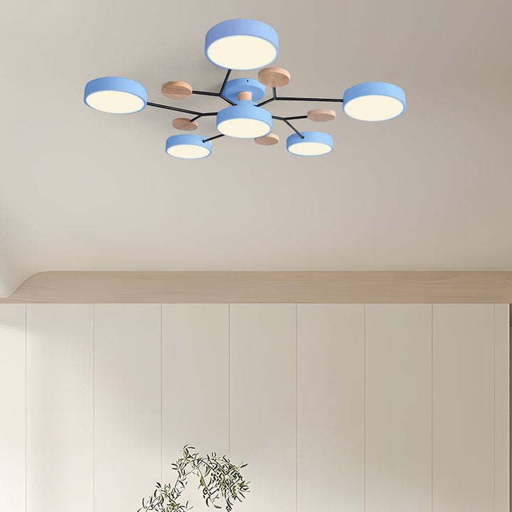 Nutida Rund Järn LED Semi-Flush Kandelaber