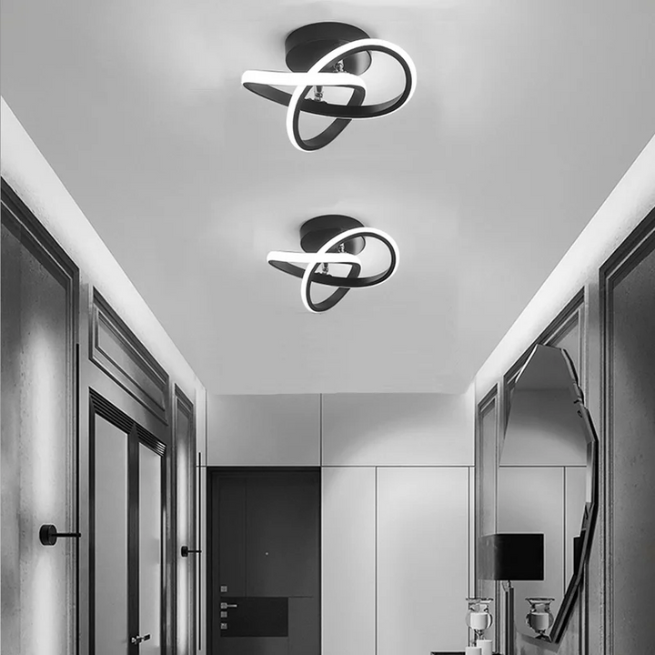 Taklampa med LED Svart metalram