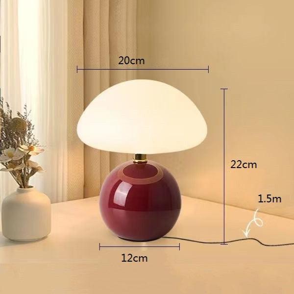 Bordslampa kräm keramik LED svampdesign