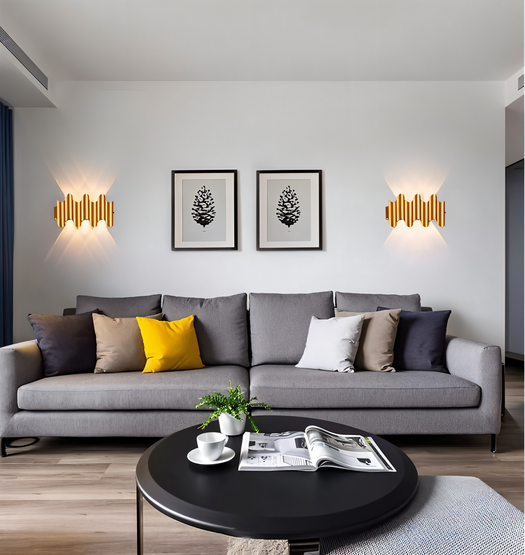 GlamWave Vägglampa - Lyxig svart-guld LED-vägglampa för eleganta rum