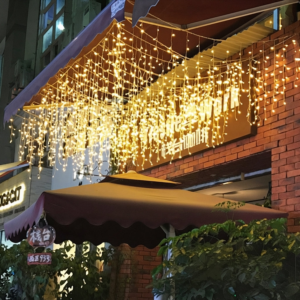 GlowCurtain | Blinkande LED-Ljusgardin för Utomhusdekoration