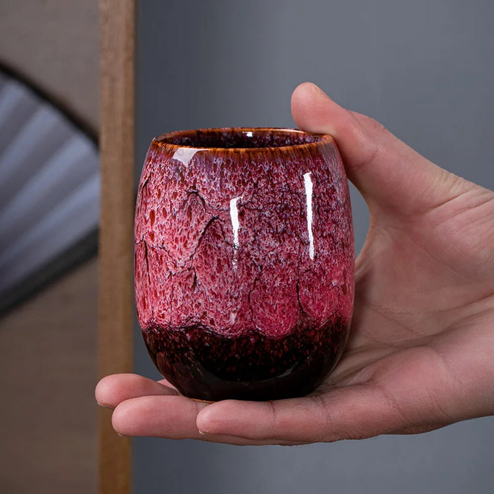 Marmor Keramisk Kaffe Mugg | 10oz med Guldhandtag | Elegant Virveldesign