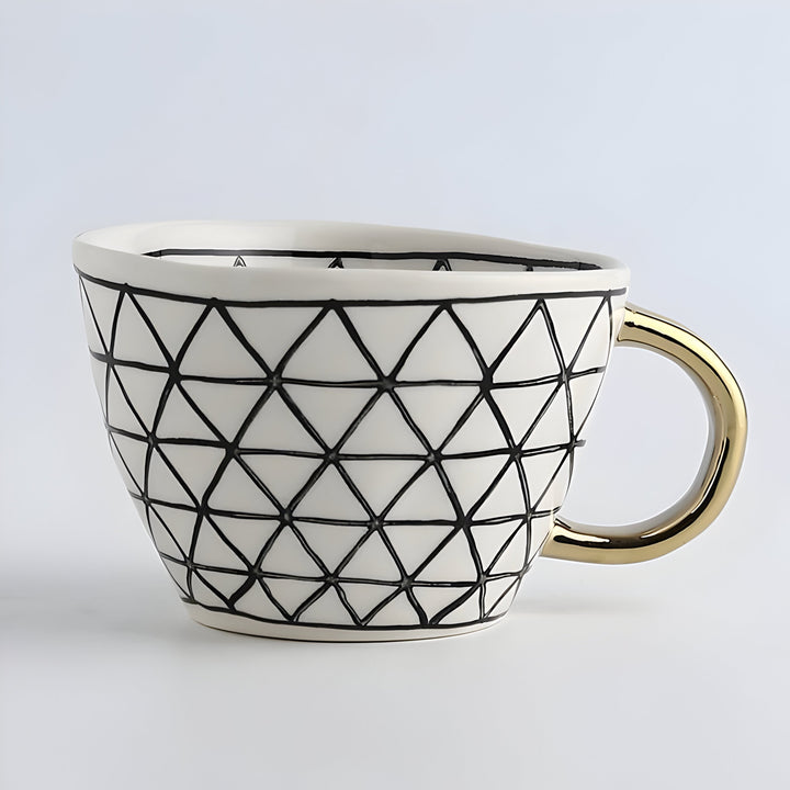 Keramikkopp med geometrisk design – Stilfull og moderne | Ideell for kaffe eller te