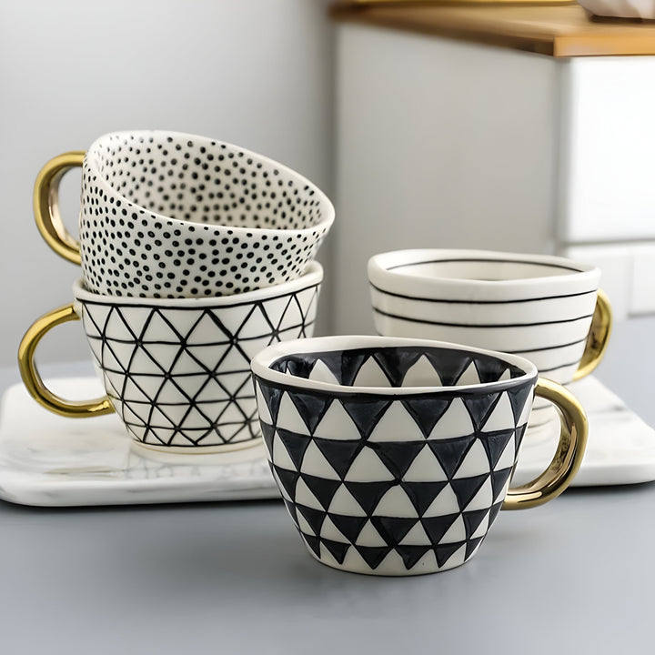 Keramikkopp med geometrisk design – Stilfull og moderne | Ideell for kaffe eller te
