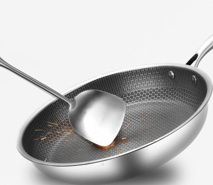 Carvallo rostfritt stål non-stick stekpanna med bikakestruktur | För alla typer av spisar inklusive induktion | Rep resistant &amp; diskmaskin säker