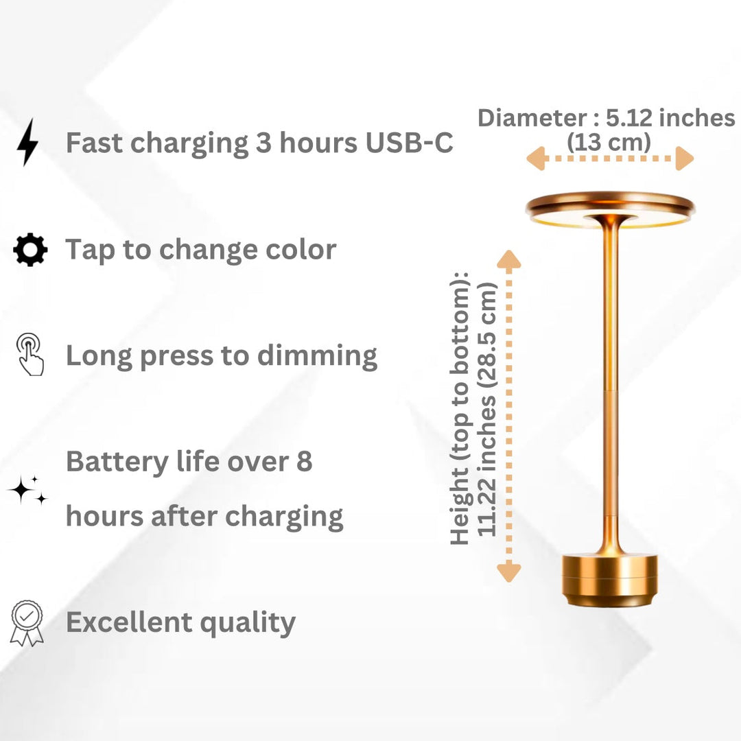 Modern Trådlös Bordslampa - Uppladdningsbar Med LED Touchsensor