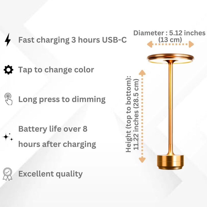 Modern Trådlös Bordslampa - Uppladdningsbar Med LED Touchsensor