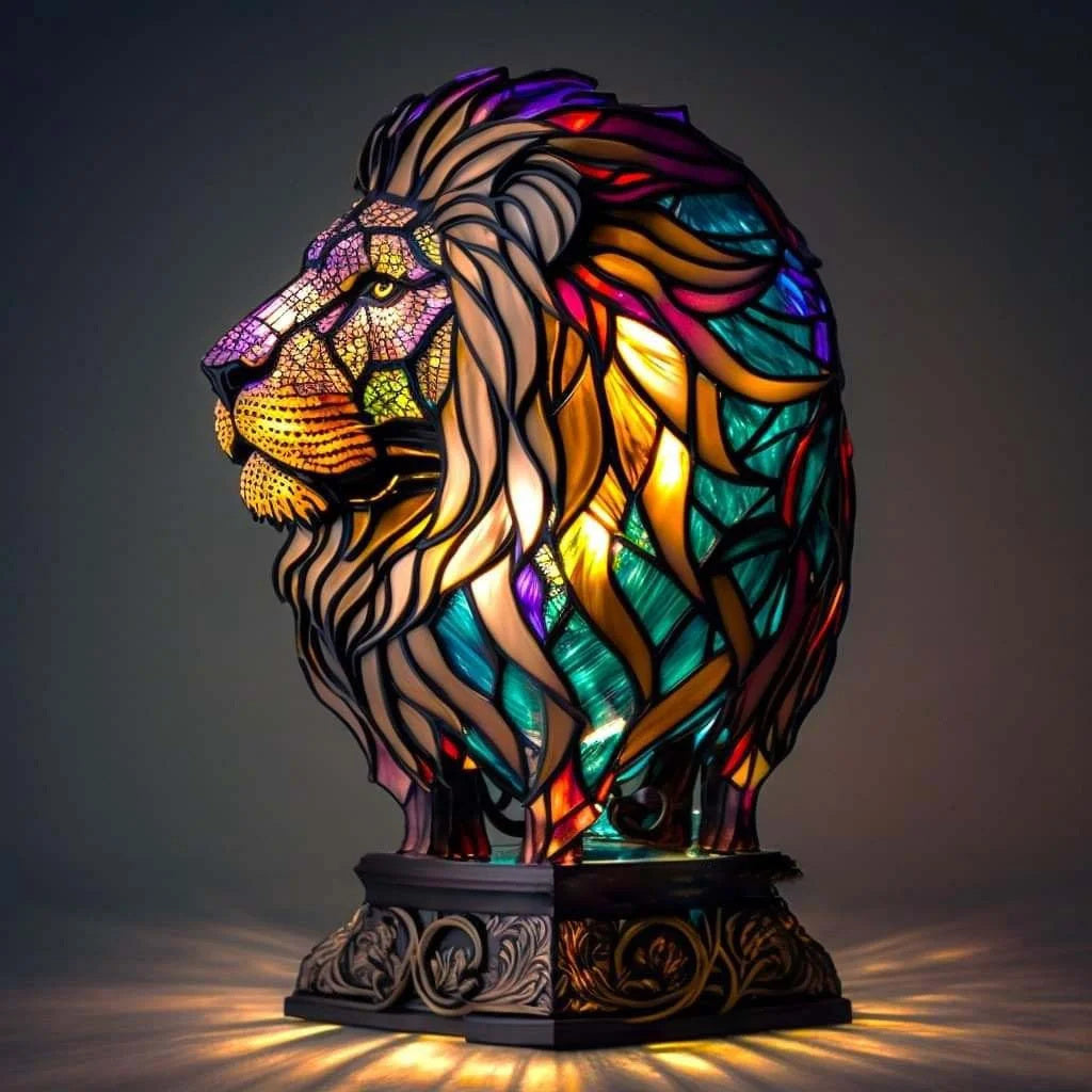 Animal Färgat Glas Bordslampa Ornament