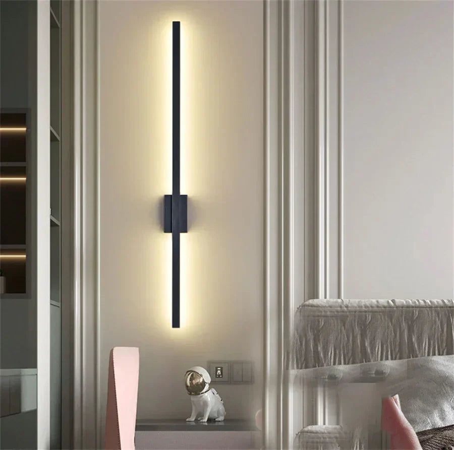 Industriell minimalistisk lång LED järn vägglampor för samtida vardagsrumsinredning och stilfull belysning