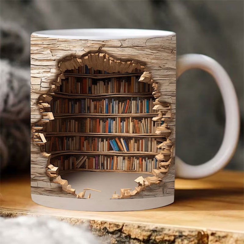 3D Bokälskare Mugg För Läsare Gåva Kaffekopp Dekor