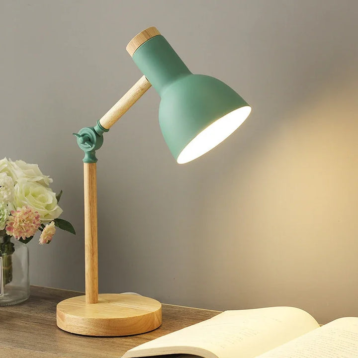 Färgglad nordisk stil trä bordslampa för heminredning
