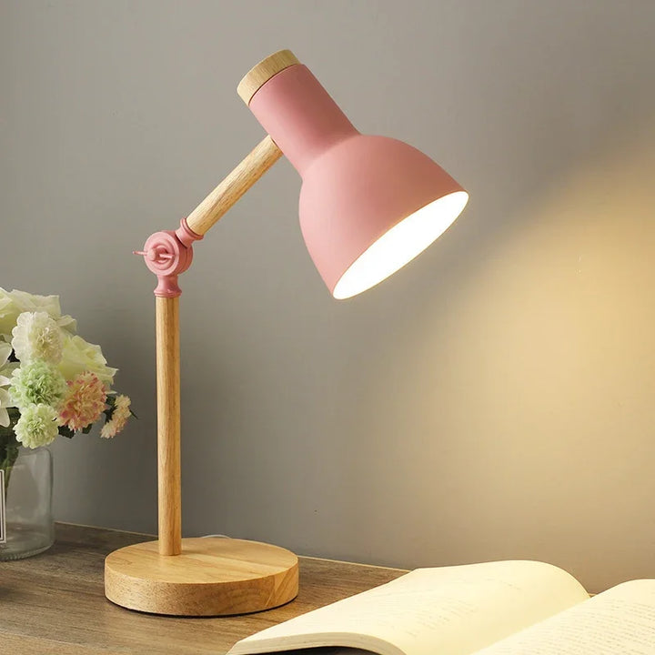 Färgglad nordisk stil trä bordslampa för heminredning