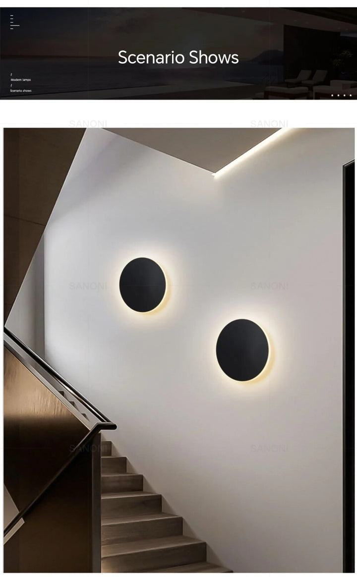 Samtida Rund LED Vägglampa för Modern Heminredning
