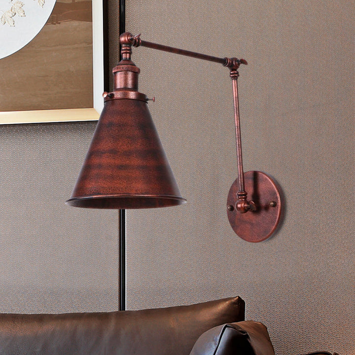 Farmhouse Cone Vägglampa Järn Belysning Svart Rost Sovrum