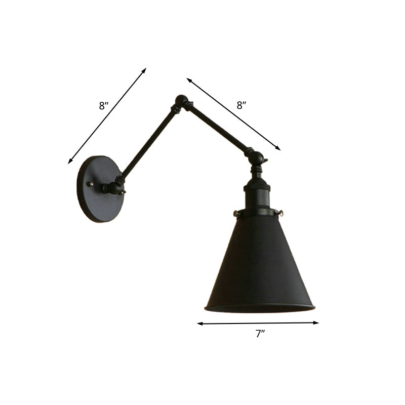 Farmhouse Cone Vägglampa Järn Belysning Svart Rost Sovrum
