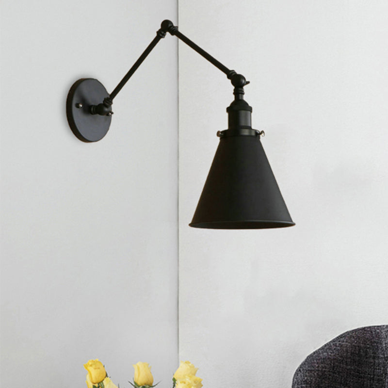 Farmhouse Cone Vägglampa Järn Belysning Svart Rost Sovrum