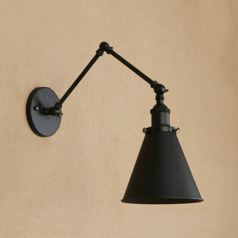 Farmhouse Cone Vägglampa Järn Belysning Svart Rost Sovrum