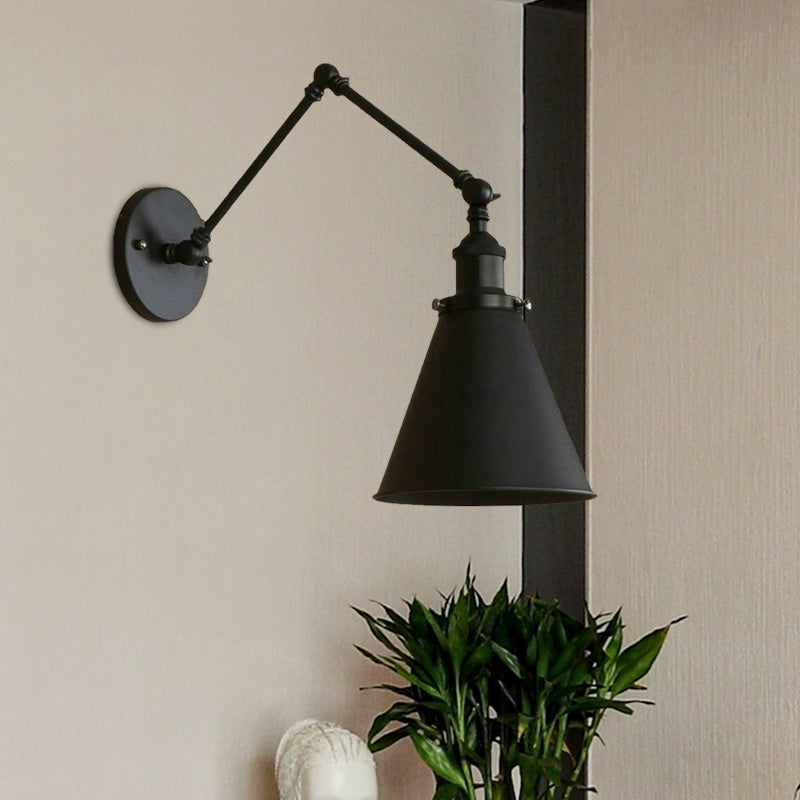 Farmhouse Cone Vägglampa Järn Belysning Svart Rost Sovrum