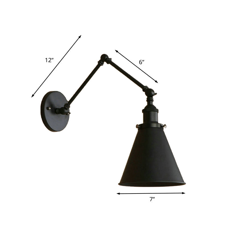 Farmhouse Cone Vägglampa Järn Belysning Svart Rost Sovrum