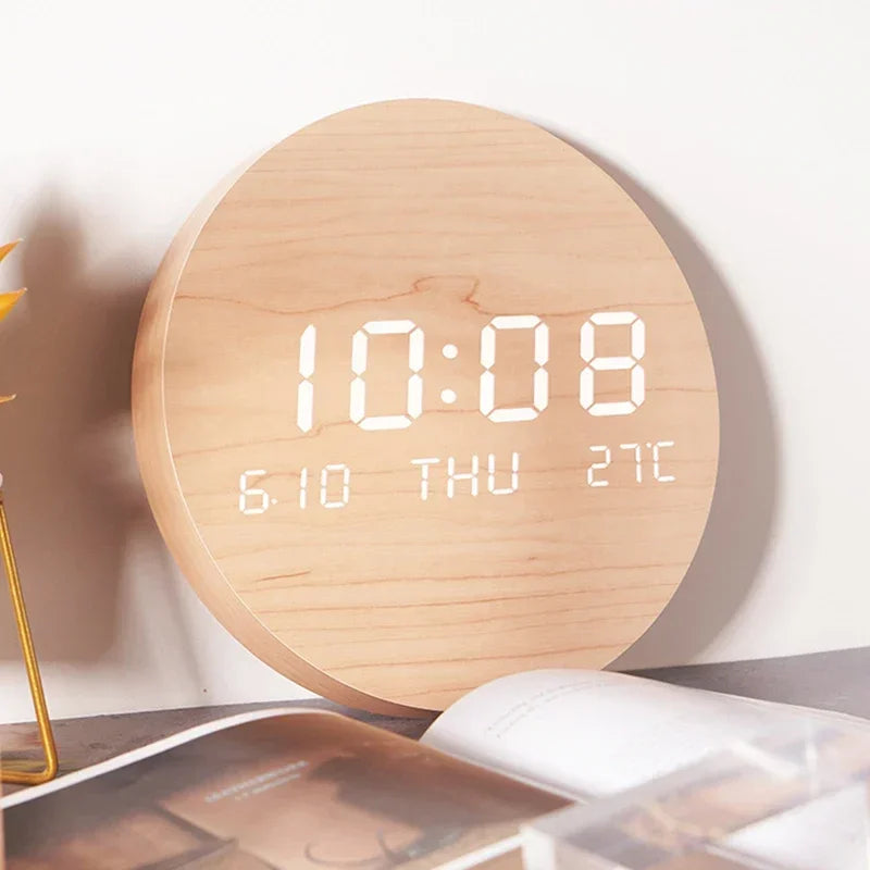 LED Digital Väckarklocka med Temperatur Datum Tid för Heminredning