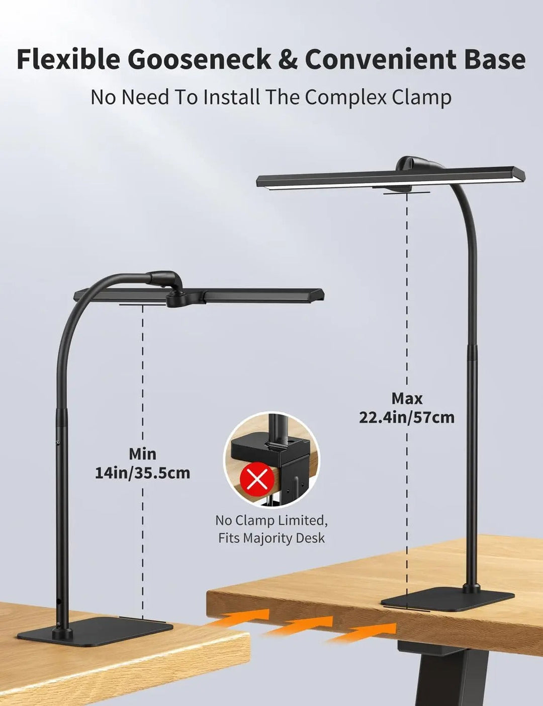 Modern LED Skrivbordslampa med Flexibel Gåslan och Dimbar Ljusstyrka