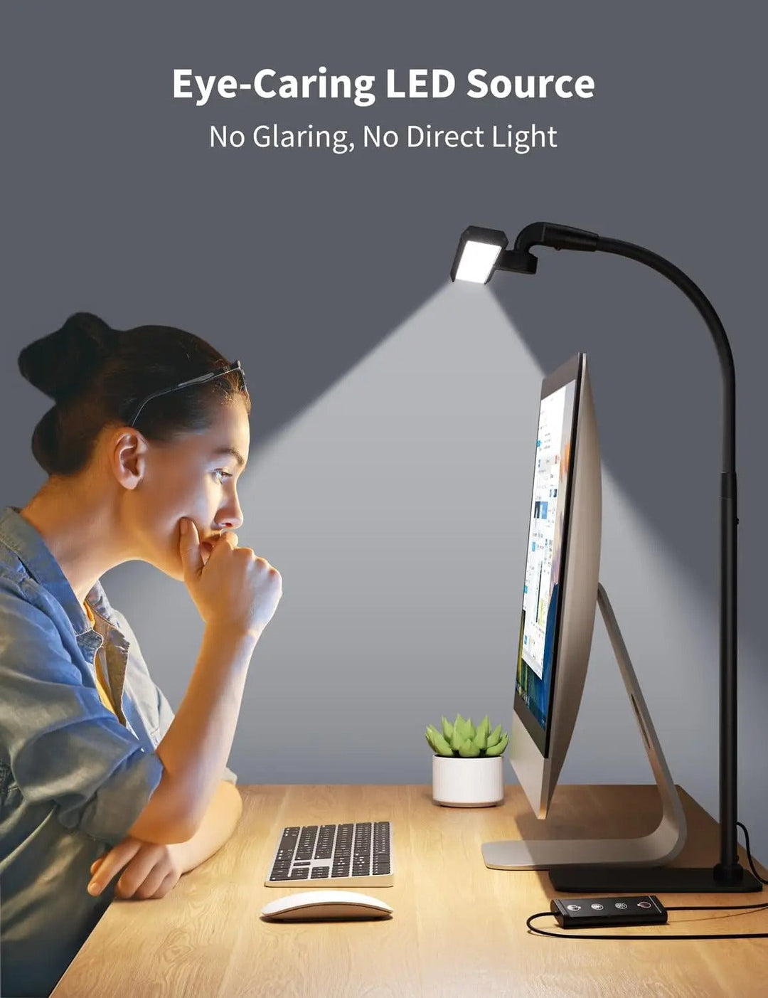 Modern LED Skrivbordslampa med Flexibel Gåslan och Dimbar Ljusstyrka