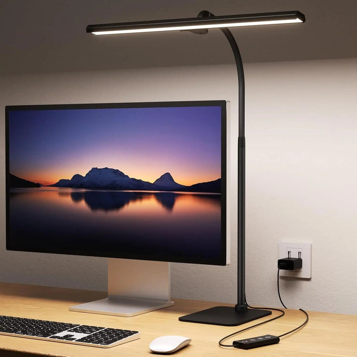 Modern LED Skrivbordslampa med Flexibel Gåslan och Dimbar Ljusstyrka