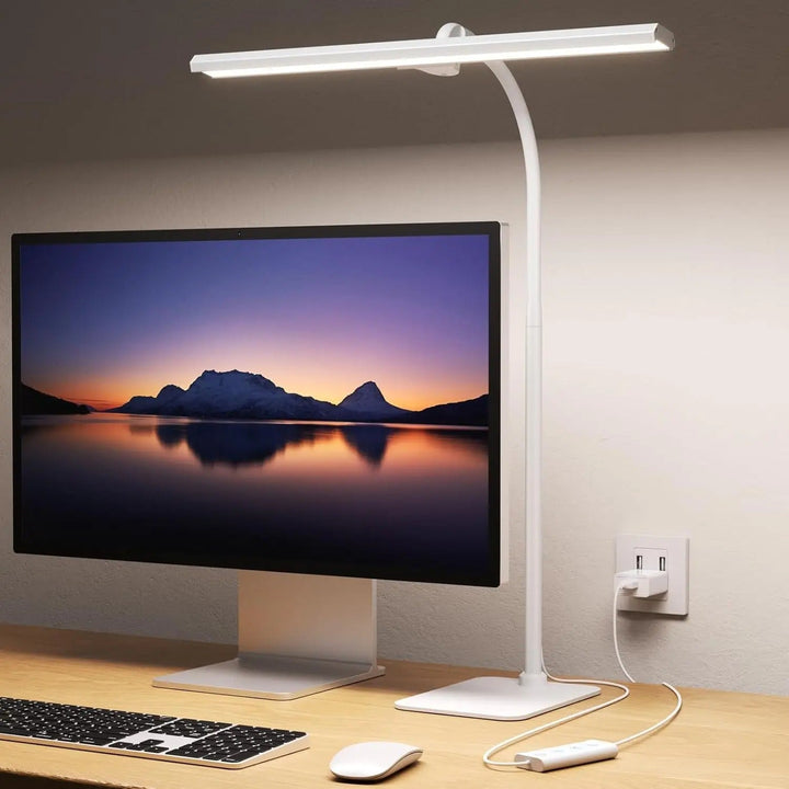 Modern LED Skrivbordslampa med Flexibel Gåslan och Dimbar Ljusstyrka