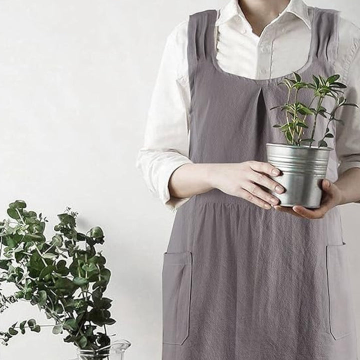 Elegant koreanskt förkläde med korsrygg för enkel stil