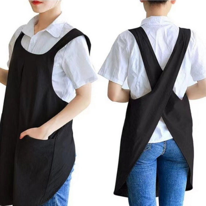 Elegant koreanskt förkläde med korsrygg för enkel stil